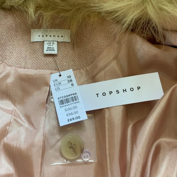 Topshop Monica Faux Fur Collar Coat - Picture 9 of 11